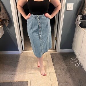 Denim Button-Front Skirt